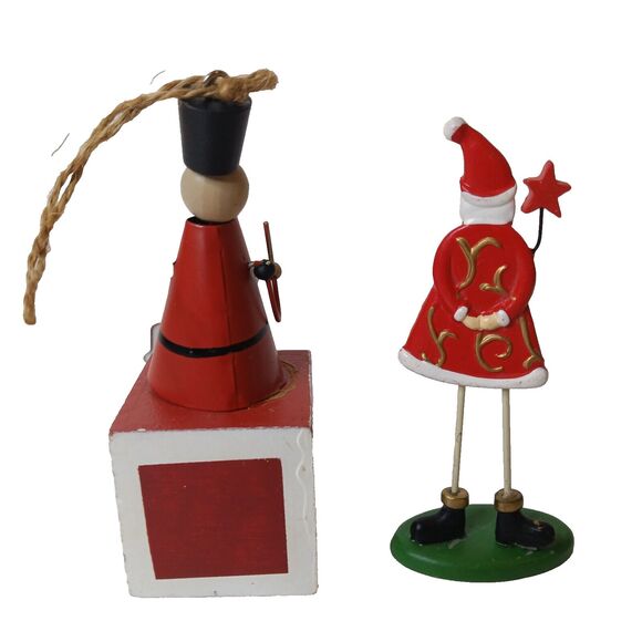 Metal & Wood Dangling Christmas Ornaments 4-PCS Bundle Holiday Tree Decorations - Picture 8 of 10